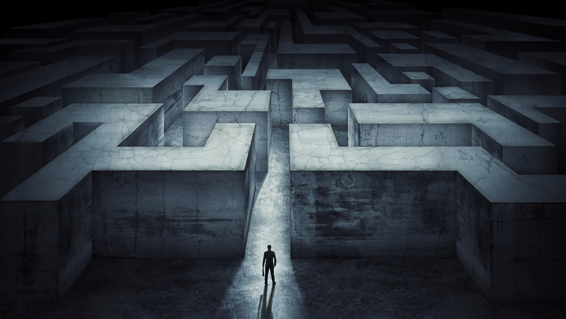 Businessman in a Giant Maze