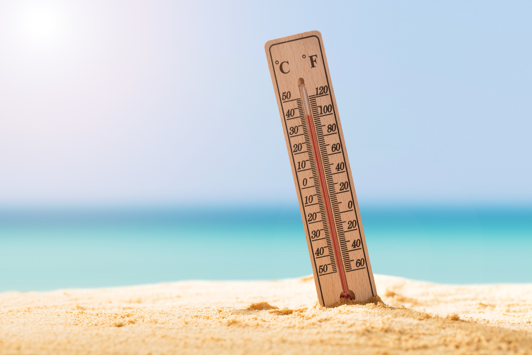 Close-up Of Thermometer On Sand